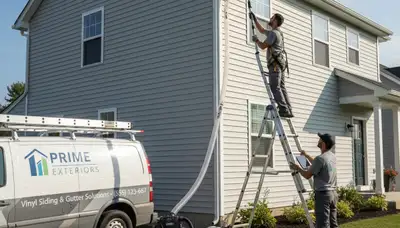 Professional gutter cleaning service on vinyl siding home in Atlanta, GA