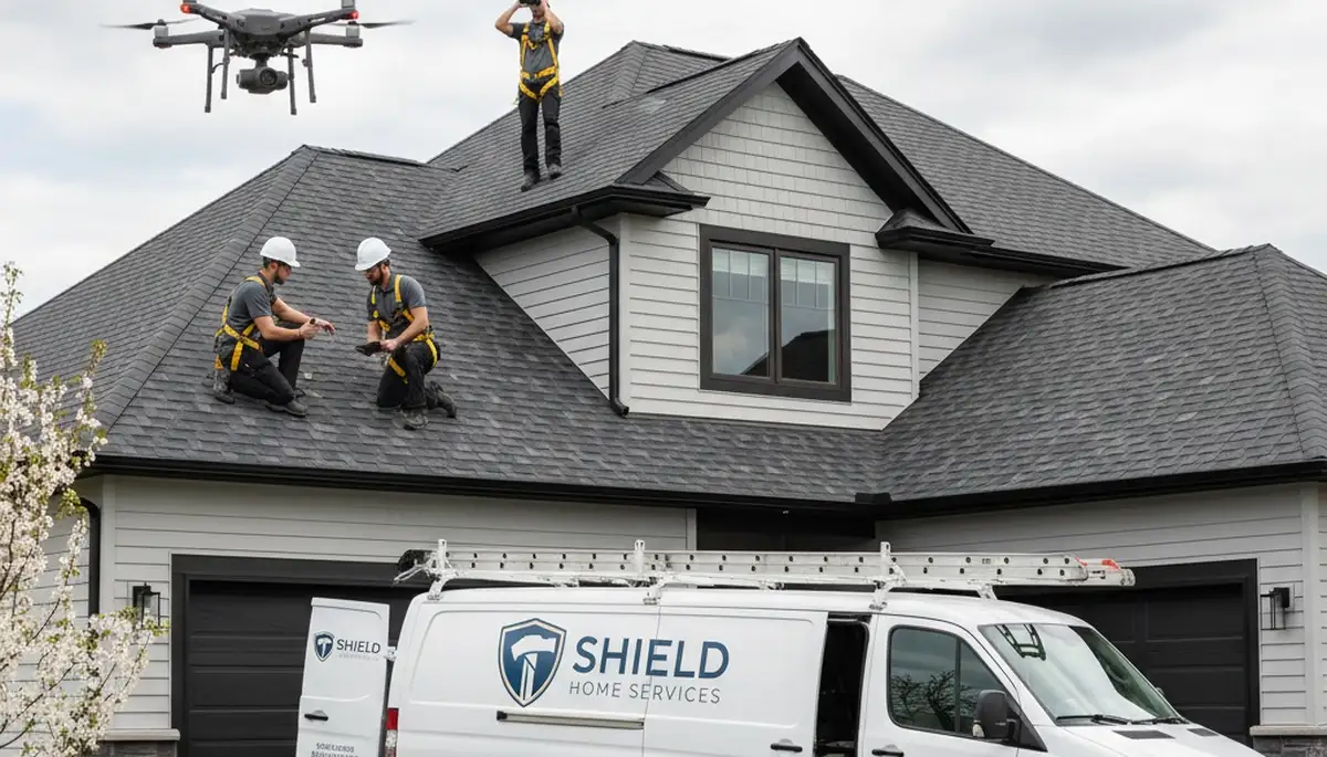 Professional roof inspection on Atlanta GA home by Next Level Exteriors vinyl siding specialists