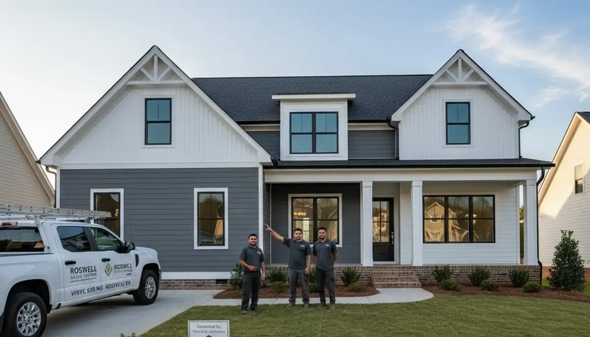 Vinyl siding installation on Atlanta GA home exterior by local siding contractors